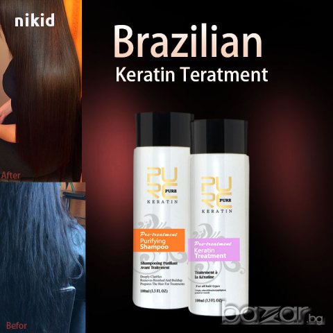 *** ТРАЙНО ПРАВА КОСА ** Кератин кератинова терапия шампоан + маска за изправяне права коса, снимка 1 - Продукти за коса - 15966277