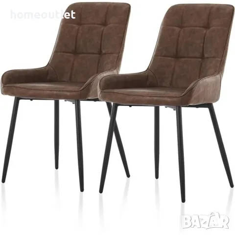 ПРОМОЦИЯ Трапезни столове с дамаска от изкуствена кожа (к-кт от 2 бр) C-U-DC-A0399DBR