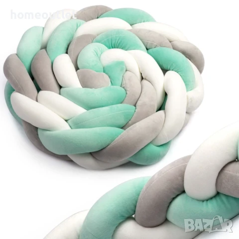 ПРОМОЦИЯ Протектор за бебешко легло, сиво и мента X0012NZCHN