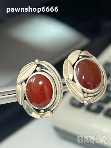 Сребърни обеци 925 с Карнеол