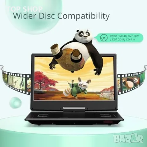 Нов OTON Портативен DVD плейър14.1", Въртящ Екран, 6ч Възпроизвеждане