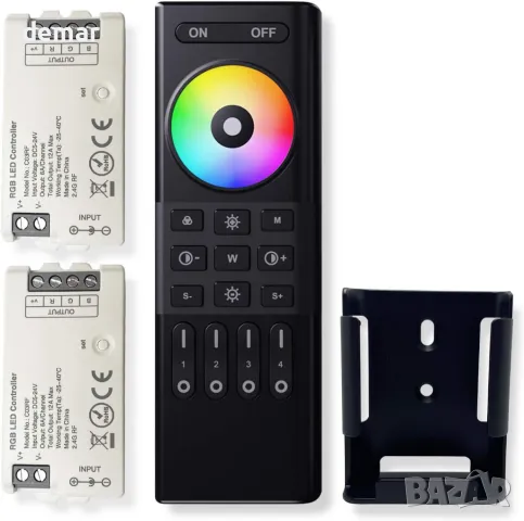 Комплект 2,4 GHz безжично 4 зоново RF дистанционно управление + 2 бр RGB LED контролер