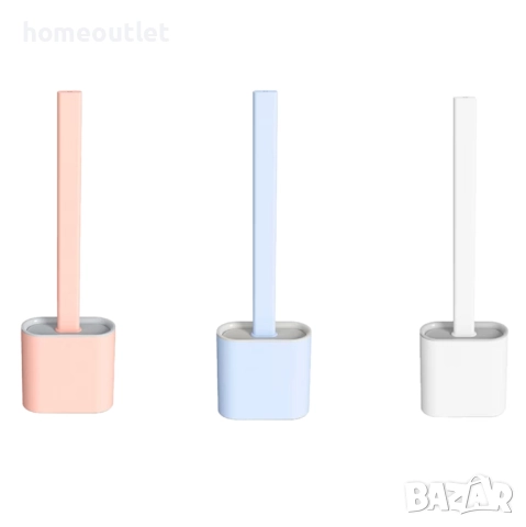 ПРОМОЦИЯ Силиконова четка за тоалетна с поставка, 3 цвята