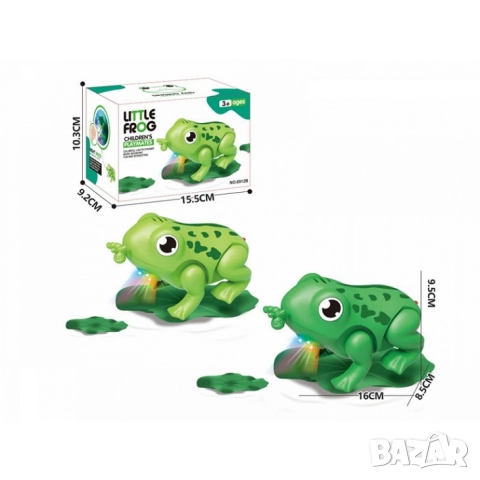 Подскачаща жабка със звук и светлина - забавна играчка на батерии