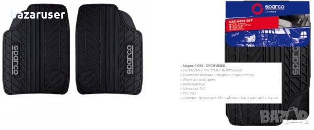Универсални PVC Стелки SPARCO 51598/OPC1818001
