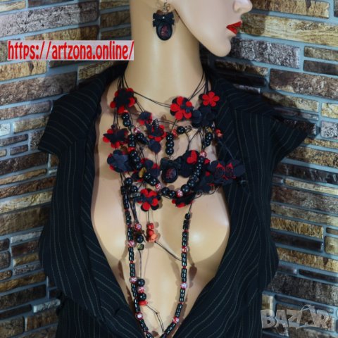 ⚜️ Комплект гердан и обеци с полускъпоценни камъни №2861