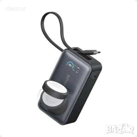 Anker MagGo Power Bank за Apple Watch, официално сертифициран 10 000 mAh с вграден USB-C кабел