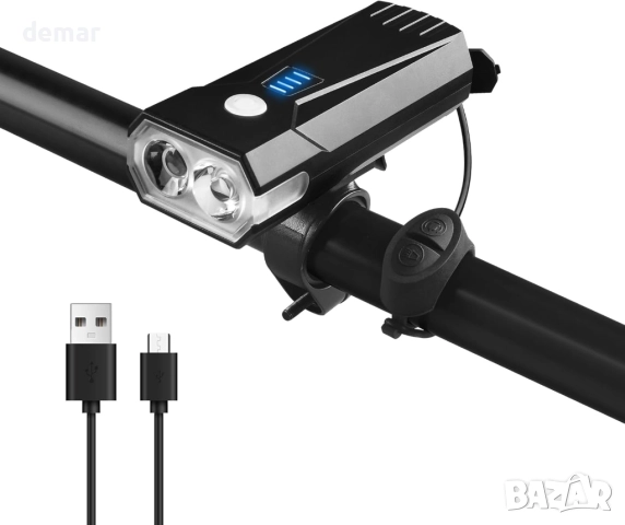 Велосипедна светлина LOUIKAY, LED ултра ярка, 5 режима, 5000 mAh