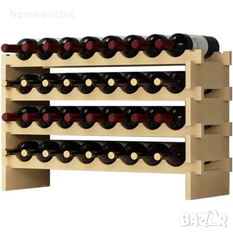 ПРОМОЦИЯ Стойка за вино от естествена дървесина (32 бутилки) 10BFLCBY-WS4832M