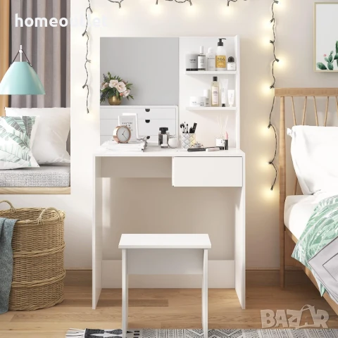 ПРОМОЦИЯ Тоалетка с вградено огледало и тоалетка в бяло 10CXWLDR04WH