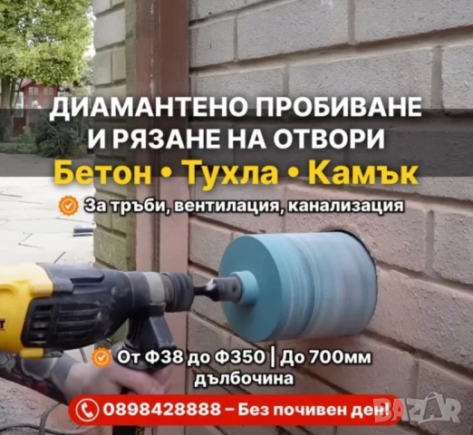 Пробиване и рязане на отвори и дупки в бетон и камък за тръби
                

                гр. Пловдив, Христо Смирненски
                днес

                                    Договаряне