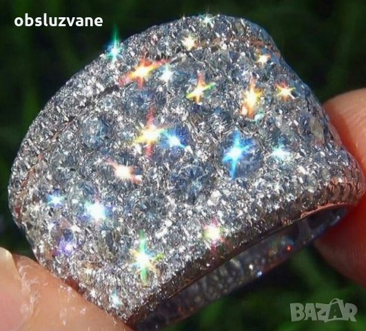 Дамски пръстен-халка в покритие от сребро и сапфири 💥