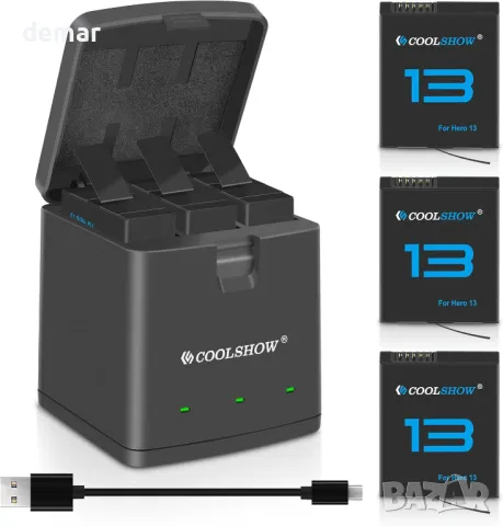 COOLSHOW HERO13 Enduro Акумулаторни батерии 3 броя, 2100mAh и 3-канално зарядно