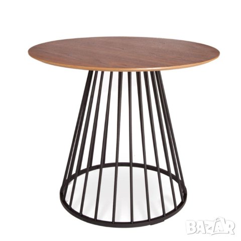 Трапезна маса LIVERPOOL L00301700 от орех 90 см с черни метални крака