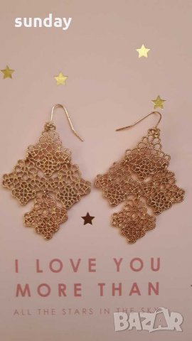 Обеци, цветя, златисти