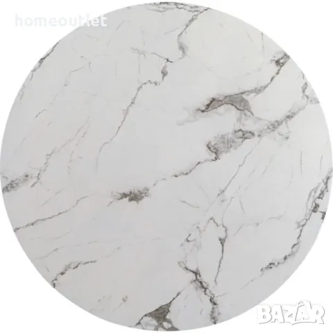 Кръгъл плот за маса от MDF в бяло с мраморен ефект W43216167-ZM