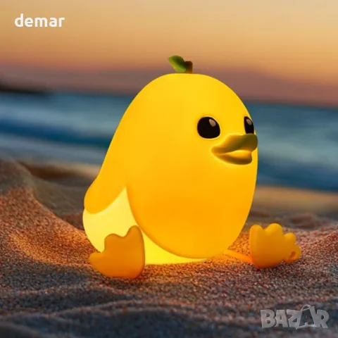 Детска нощна лампа Mewaii Mango Duck, димируема на 3 нива, силиконова с дистанционно, 1200 mAh