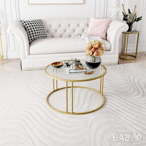 Стъклена холна маса / Масичка за кафе YKFZ-21404-GD