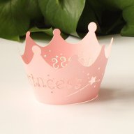 декори декорация за мъфини 12 бр  кексчета корона Princess принцеса кошнички кръщене повод, снимка 1 - Кухненски принадлежности - 15388843