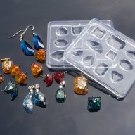 10 форми диаманти камъни силиконов молд бижутерски сладкарски смола изделия ръчна изработка обеци , снимка 2 - Форми - 18546858