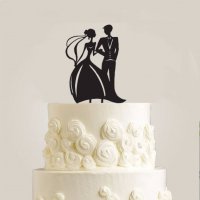 Романтична двойка младоженци пластмасов топер украса табела за сватбена сватба торта