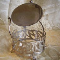 Старинна захарница от метал и стъкло., снимка 3 - Антикварни и старинни предмети - 14230446