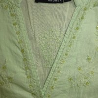 ANDREA, памучна риза с бродерии, 40 (L), резеда, снимка 5 - Ризи - 21514182