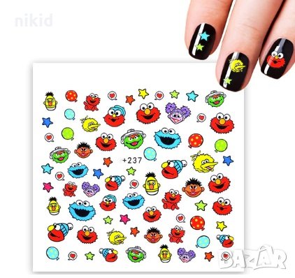 +237 Улица Сезам Бисквитено чудовище Muppet Cookie слайдер ваденки водни стикери за нокти маникюр, снимка 1