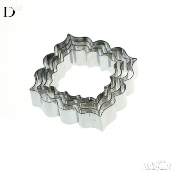 #D 4 бр къдрави квадратни рамки метални форми резци рамка за сладки бисквитки фондан форма резец, снимка 1