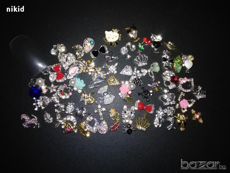 микс 10 бр произволни сребърни златни камъни диамант камъчета бижу за нокти декорация украса маникюр, снимка 1