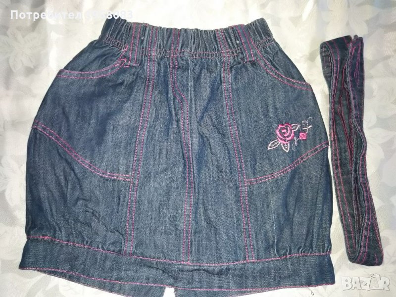 Детска дънкова пола с коланче, снимка 1