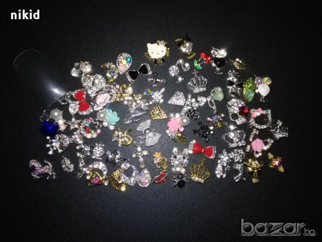 микс 10 бр произволни сребърни златни камъни диамант камъчета бижу за нокти декорация украса маникюр