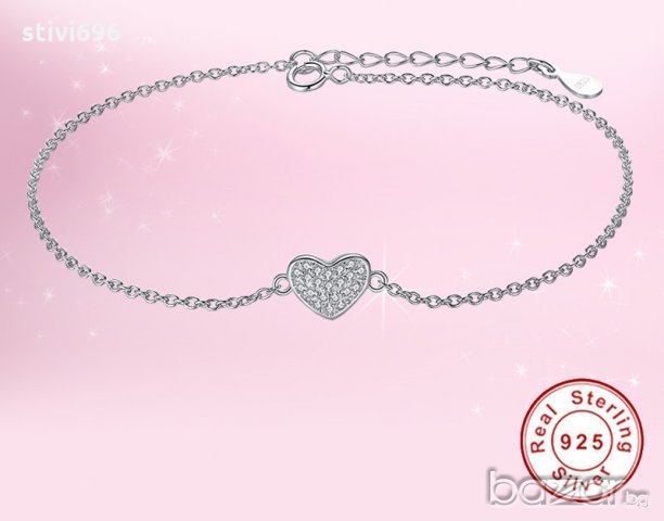 Гривна сърце S925 стерлинг. , снимка 4 - Гривни - 19610173