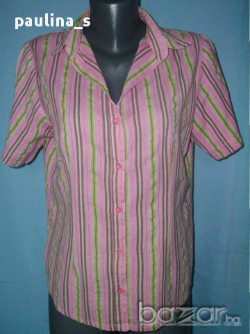 Два различни броя / Дамска риза от органичен памук в райе , снимка 2 - Ризи - 14505690