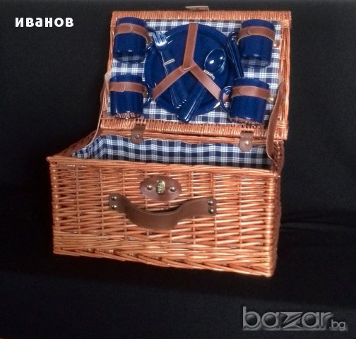 Винтидж кош за пикник-голям, снимка 5 - Антикварни и старинни предмети - 14386502