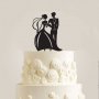 Романтична двойка младоженци пластмасов топер украса табела за сватбена сватба торта, снимка 1 - Декорация - 18676840