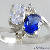 Сребърен пръстен с кристали Сваровски , снимка 1 - Пръстени - 10093295