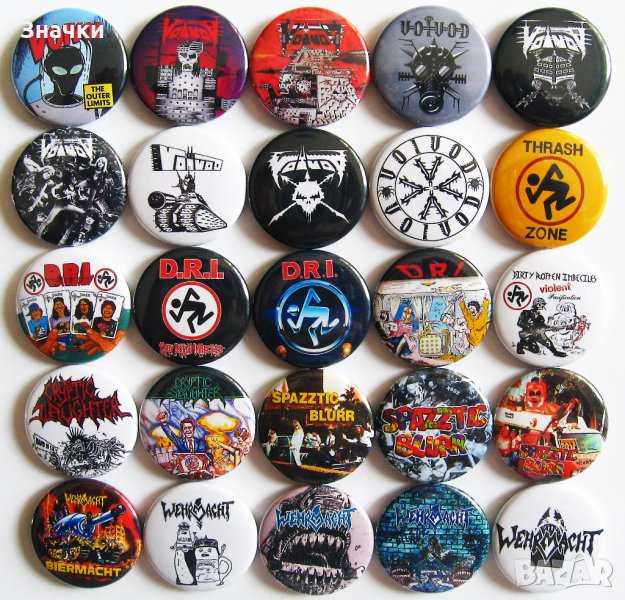 Значки на Voivod D.R.I. Wehrmacht Spazztic Blurr Cryptic Slaughter, снимка 1