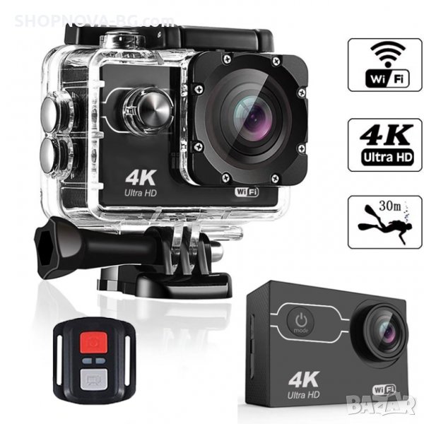 Спортна екшън камера AUSEK 16 MP, 4К, 170 градуса, Wi-Fi, HDMI, Включени аксесоари, снимка 1