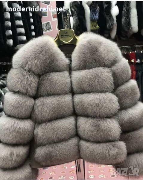 Дамско зимно палто от лисица сиво, снимка 1