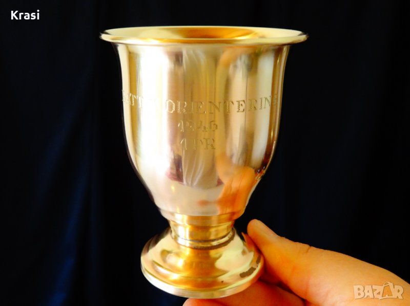 Бронзов бокал за вино,чаша за вино от 1946 г. , снимка 1