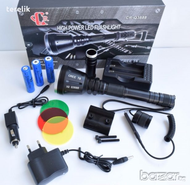 Нови Ловен LED Фенер BAILONG Q3888 / Q2888 8800mAh 3 цветни плаки Акумулаторен , снимка 1