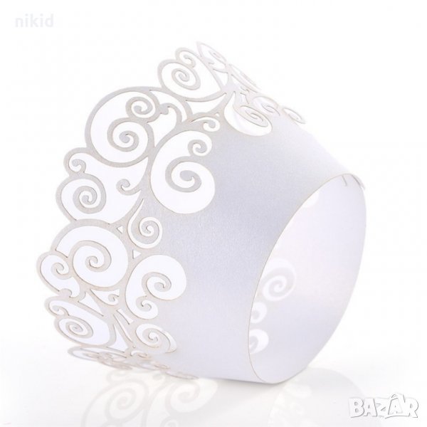 12 бр Завъртулки перлени декори декорация за мъфини кексчета дантела кошнички, снимка 1