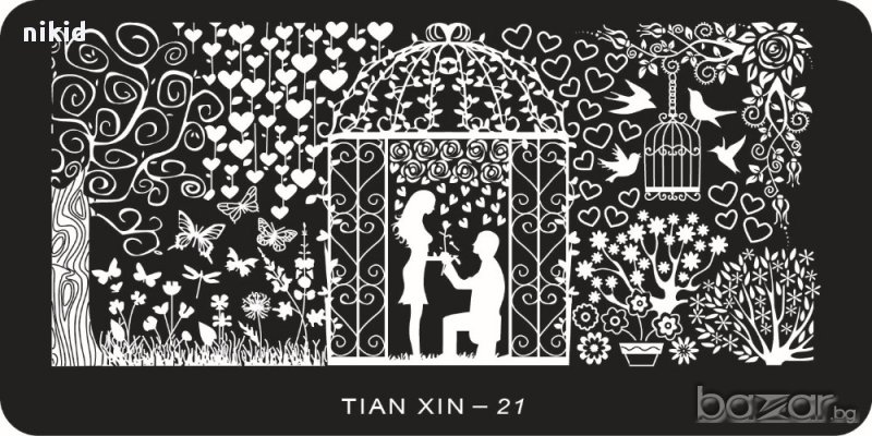 влюбени среща плочка / щампа шаблон за печат на нокти - Нова TIAN XIN - 21, снимка 1