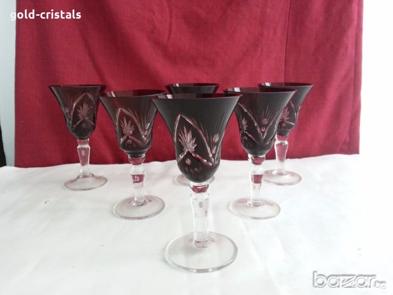 кристални чаши цветен червен кристал, снимка 1