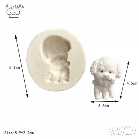 5 вида малко куче померан болонка силиконов молд форма за фондан шоколад гипс украса торта мъфини, снимка 2 - Форми - 22520183