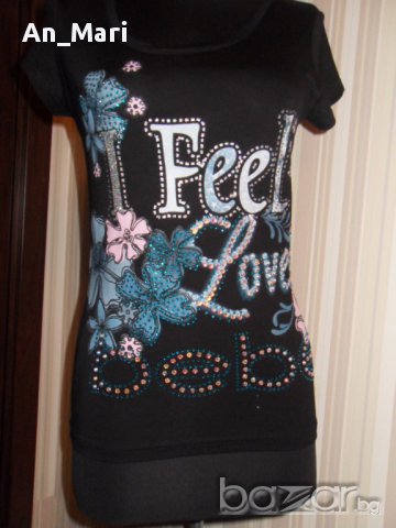 "Bebe" Дамска блузка в черно на цветя, снимка 2 - Тениски - 17509456