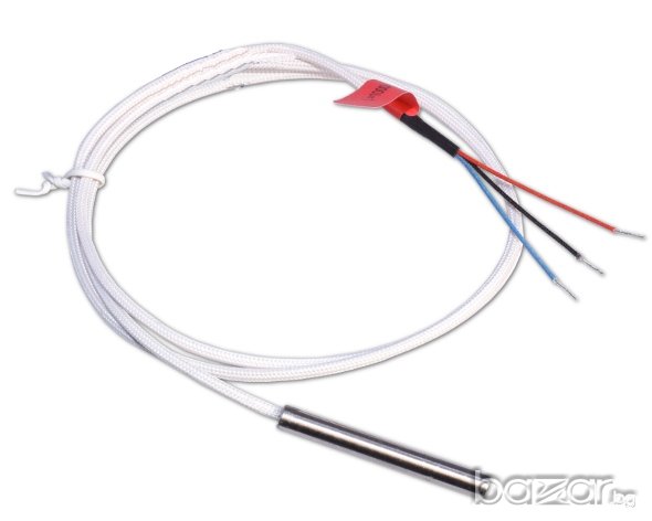 PT100, PT1000 температурен сензор с фибростъкло кабел 1 метър, снимка 1 - Отоплителни печки - 18404393