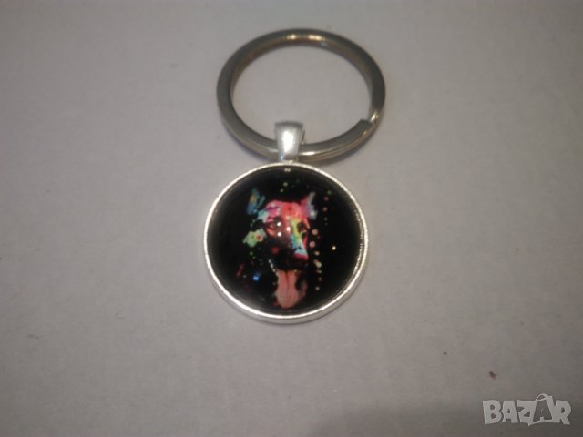 Стъклен 3D ключодържател с Булдог, снимка 8 - Колиета, медальони, синджири - 22680195