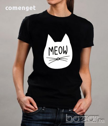 Хит! Дамски тишърт MEOW CAT КОТЕ! Поръчай тениска С Твоя Снимка или идея!, снимка 4 - Тениски - 12383520